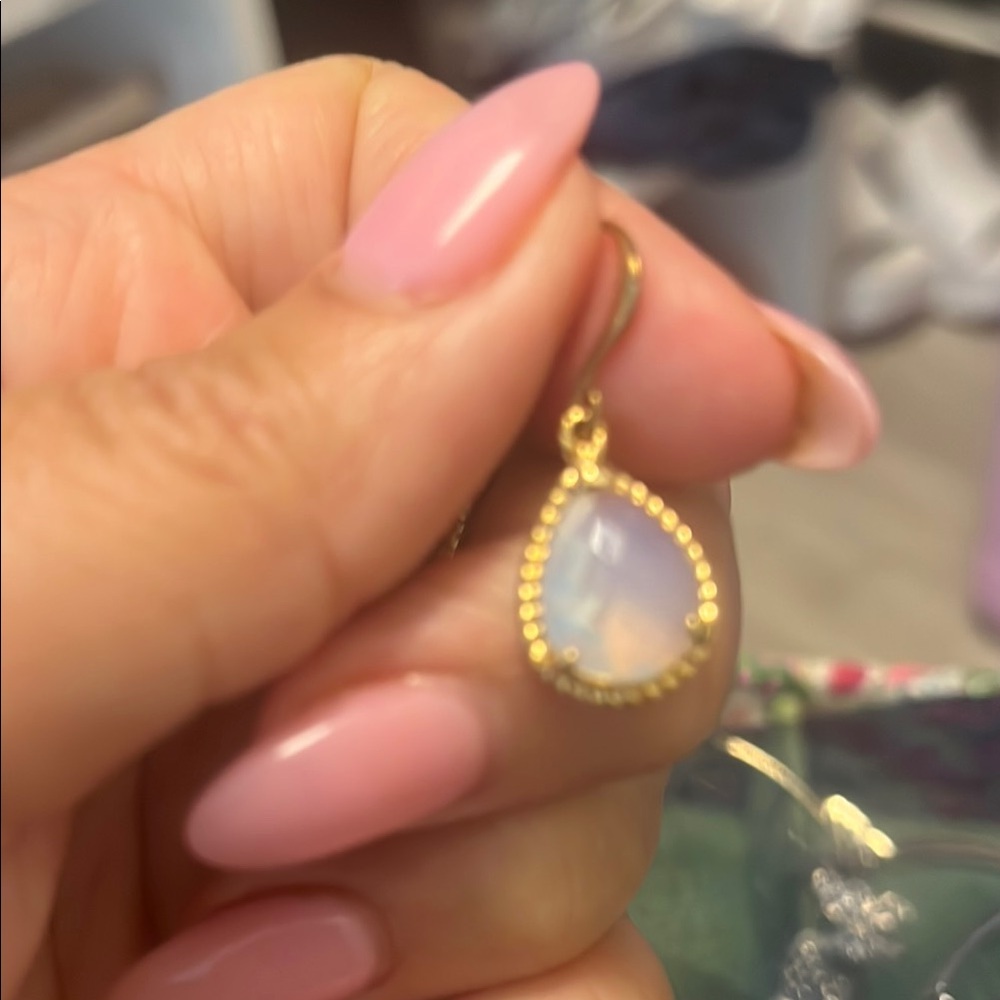 Elegant Gold and Opalescent Teardrop Earrings